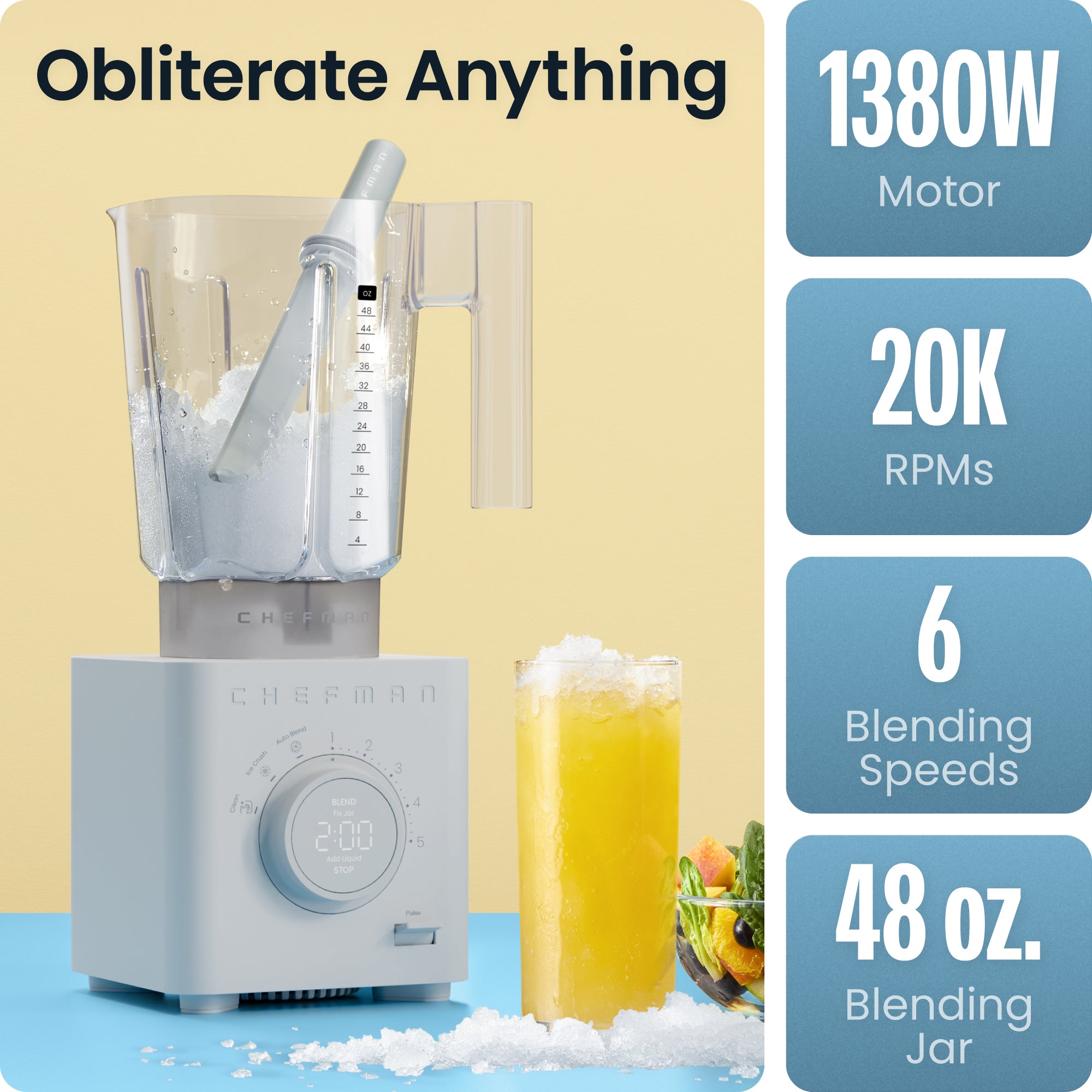Obliterator® 48oz Power Blender + Travel Jar - Concrete - Image 2
