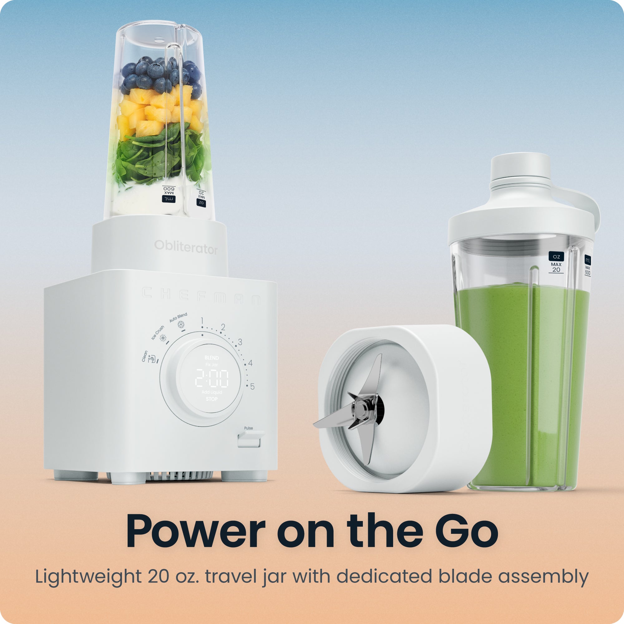 Obliterator® 48oz Power Blender + Travel Jar - Concrete - Image 4