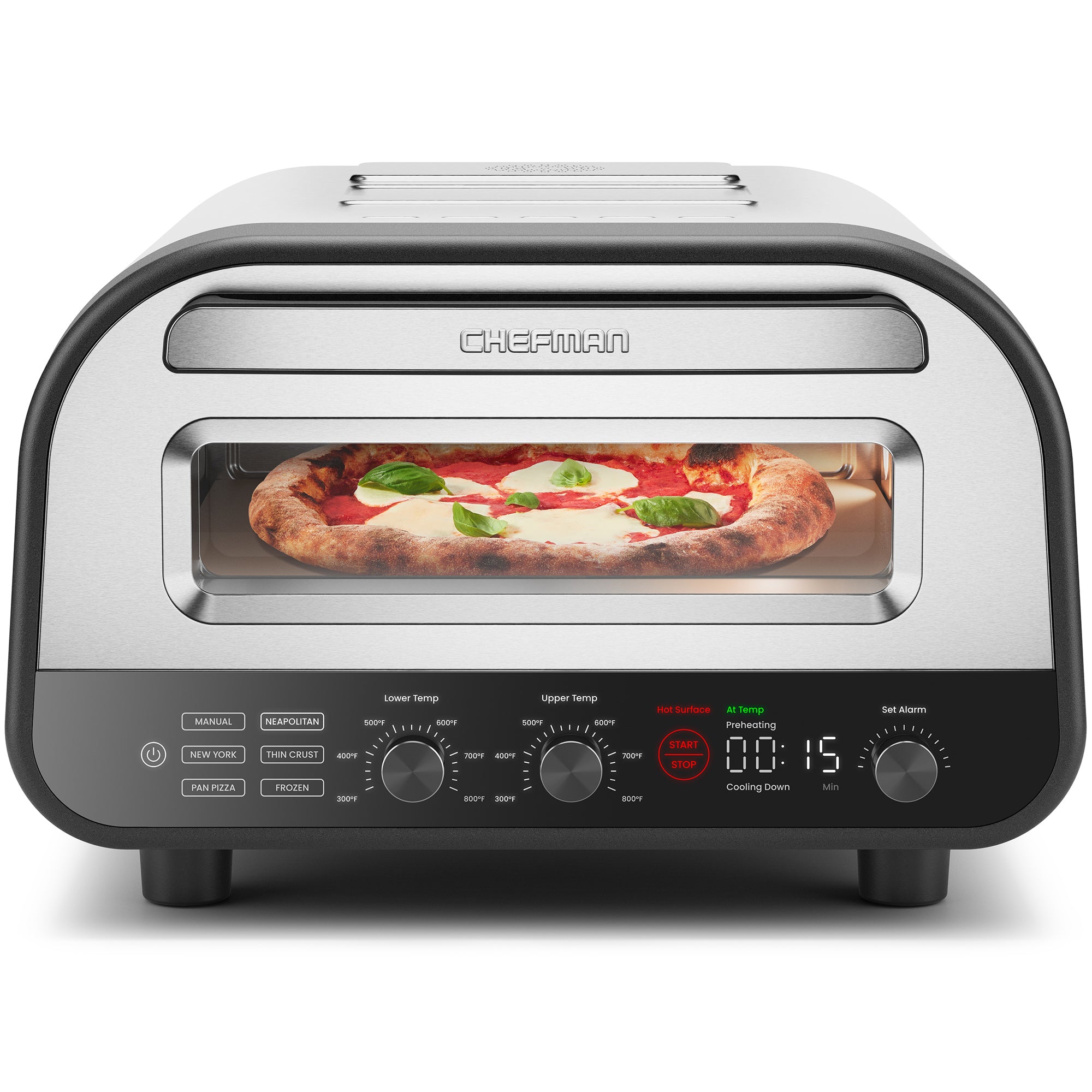 High-Heat Indoor Electric Pizza Oven 800??F - Stainless Steel