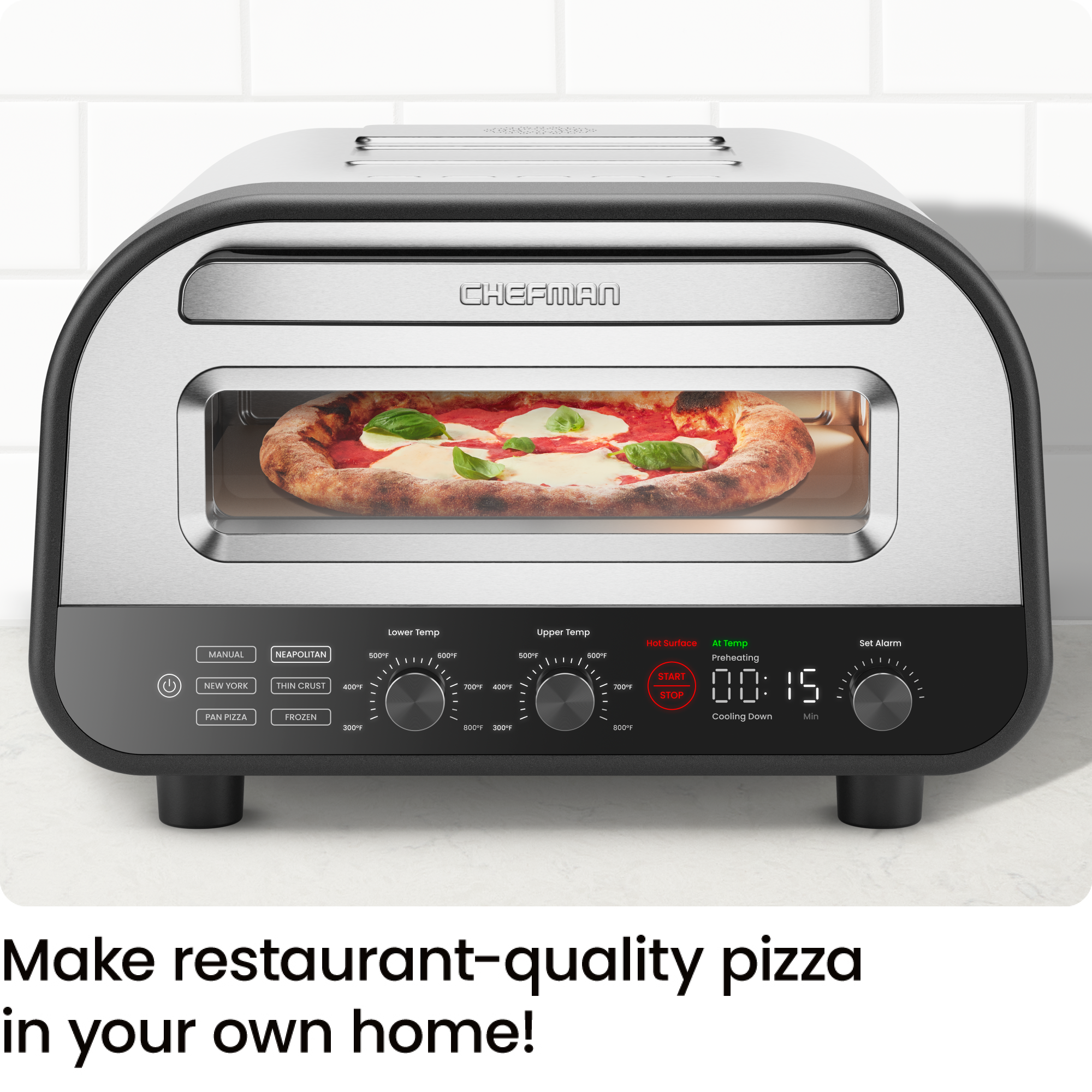 High-Heat Indoor Electric Pizza Oven 800??F - Stainless Steel - Image 2