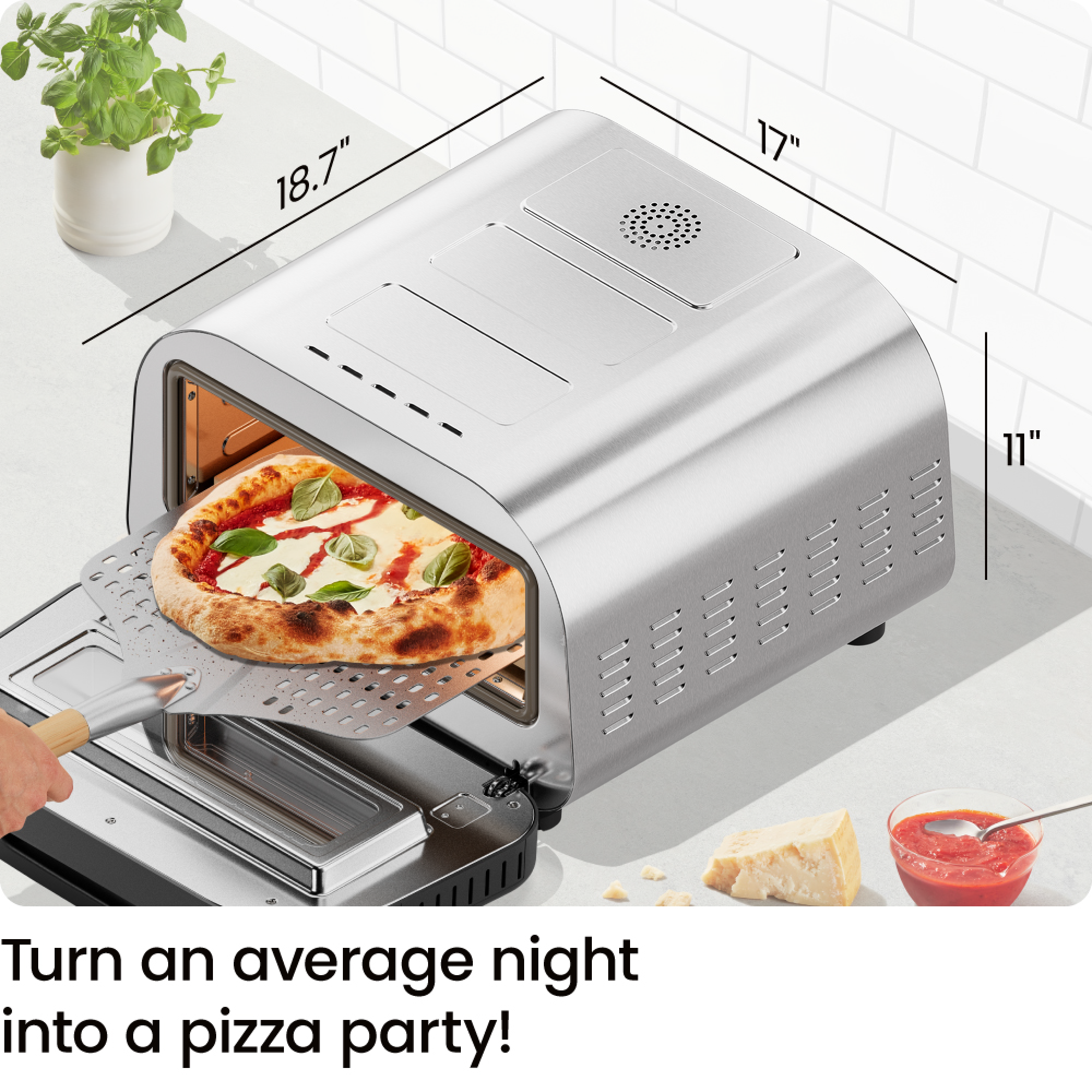 High-Heat Indoor Electric Pizza Oven 800??F - Stainless Steel - Image 9
