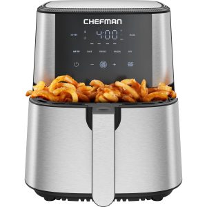 TurboFry 6-Quart Digital Air Fryer. Touch Controls w/ 5 Cooking Functions ?C Stainless Steel