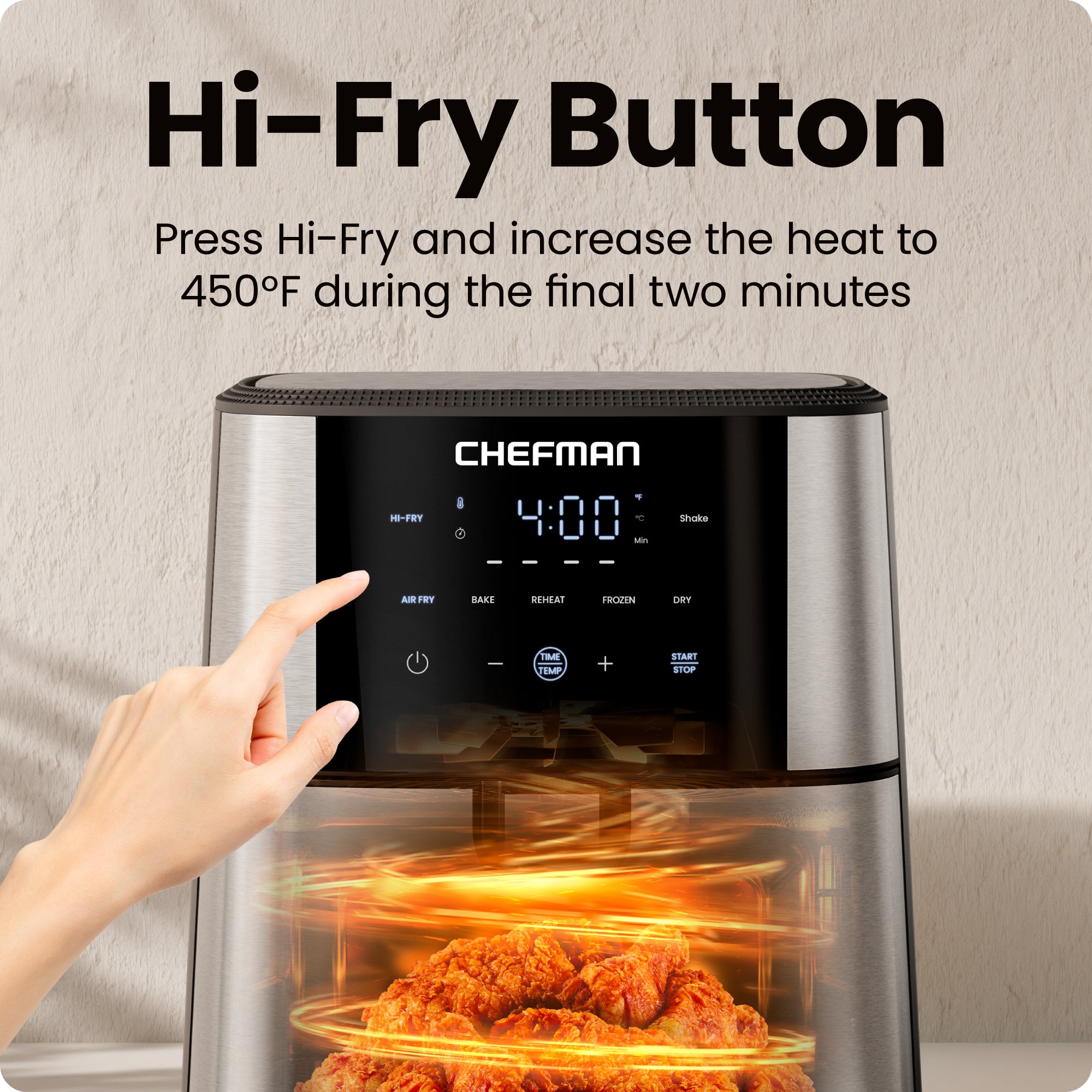 TurboFry 6-Quart Digital Air Fryer. Touch Controls w/ 5 Cooking Functions ?C Stainless Steel - Image 5